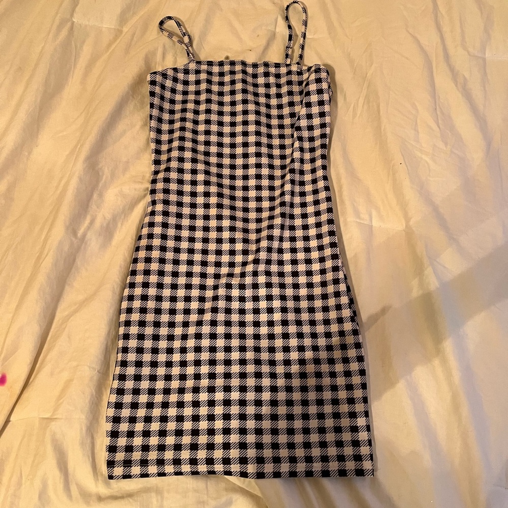 Black and White Checkered Mini Dress